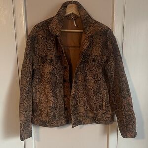 Free People snake print denim jacket